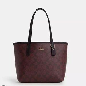 Coach Mini City Tote Signature Canvas Oxblood